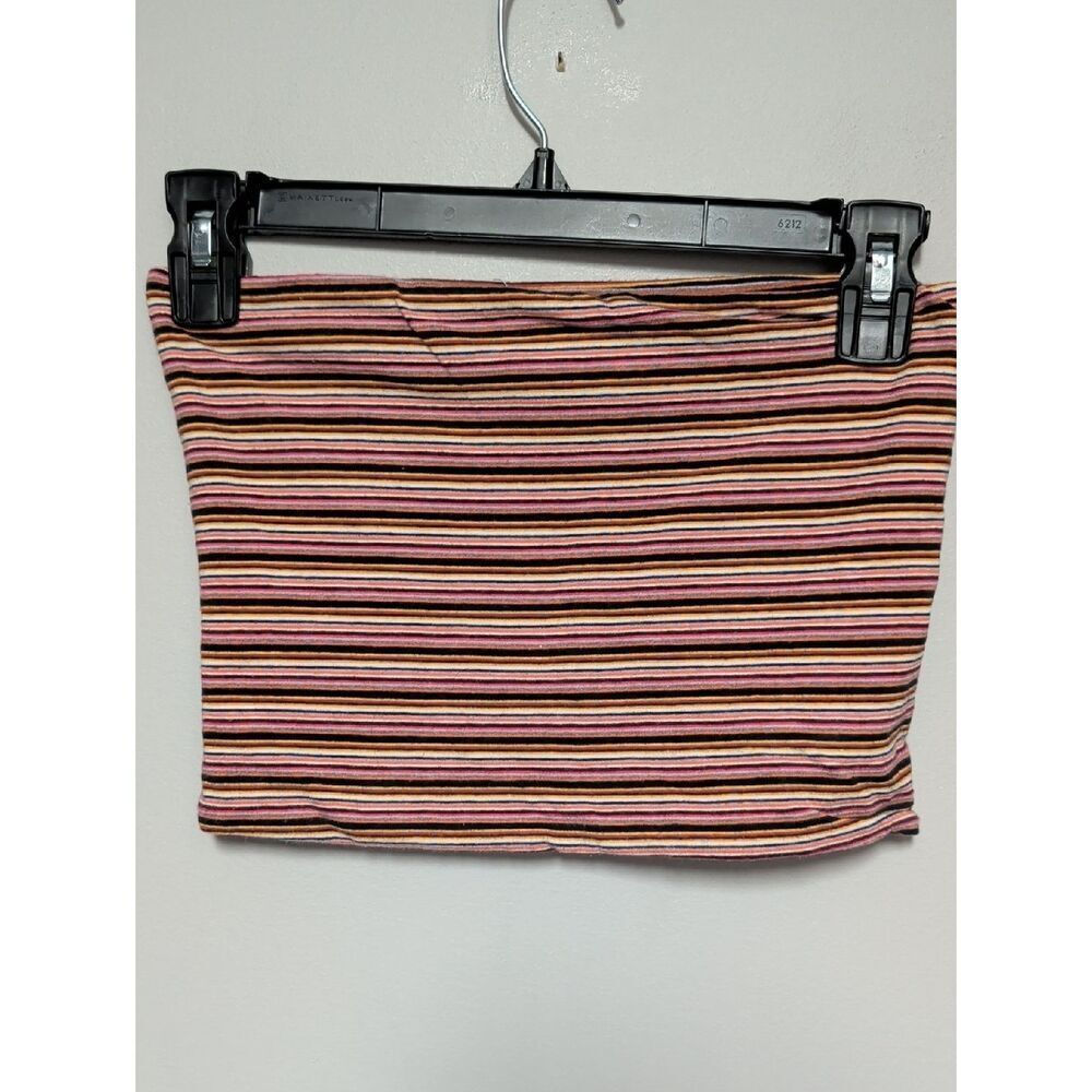 Brandy Melville Multicolor Striped Crop Top - Pink, Black, Brown